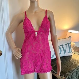 Victoria's Secret HOT PINK Lace Slip for Valentine's Day